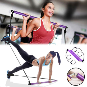 Portable Pilates Stick Bar With Resistance Bands
