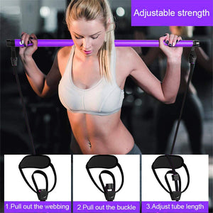 Portable Pilates Stick Bar With Resistance Bands